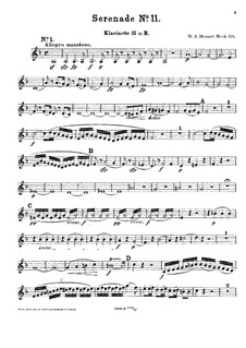 Серенада для духовых инструментов No.11 ми-бемоль мажор, K.375: Партия II кларнета by Вольфганг Амадей Моцарт