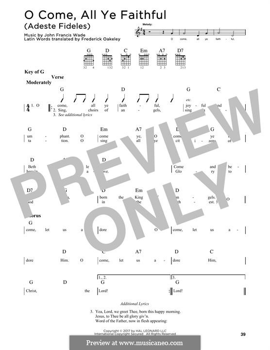 Instrumental version (Printable scores): For guitar with lyrics by Джон Фрэнсис Уэйд