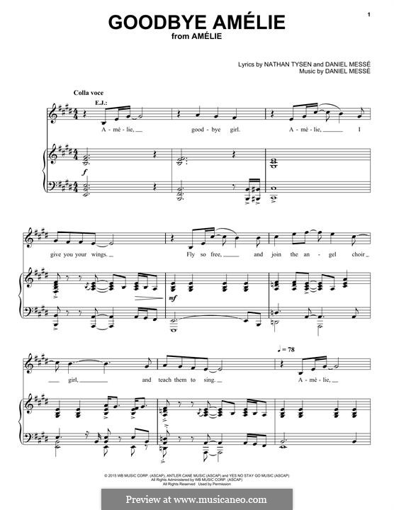 Goodbye Amelie: Для голоса и фортепиано by Daniel Messe