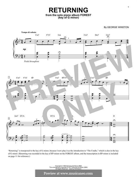 Returning in the Key of G Minor: Для фортепиано by George Winston