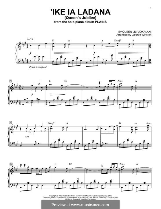 Ike La Ladana (Queen's Jubilee): Для фортепиано by Лидия Лилиуокалани