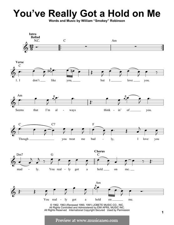 You've Really Got a Hold on Me: Мелодия by Smokey Robinson