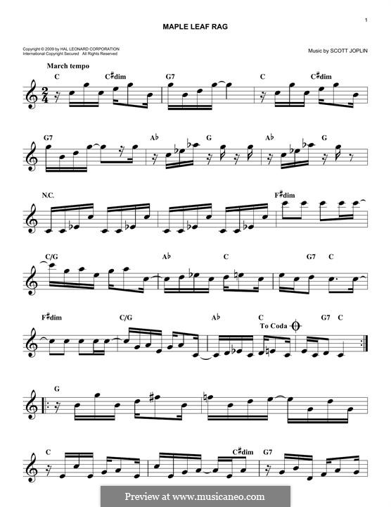 Maple Leaf Rag (Printable Scores): For any instrument by Скотт Джоплин