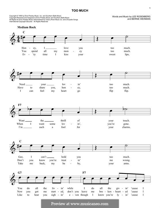 Too Much (Elvis Presley): Мелодия by Bernard Weinman, Lee Rosenberg
