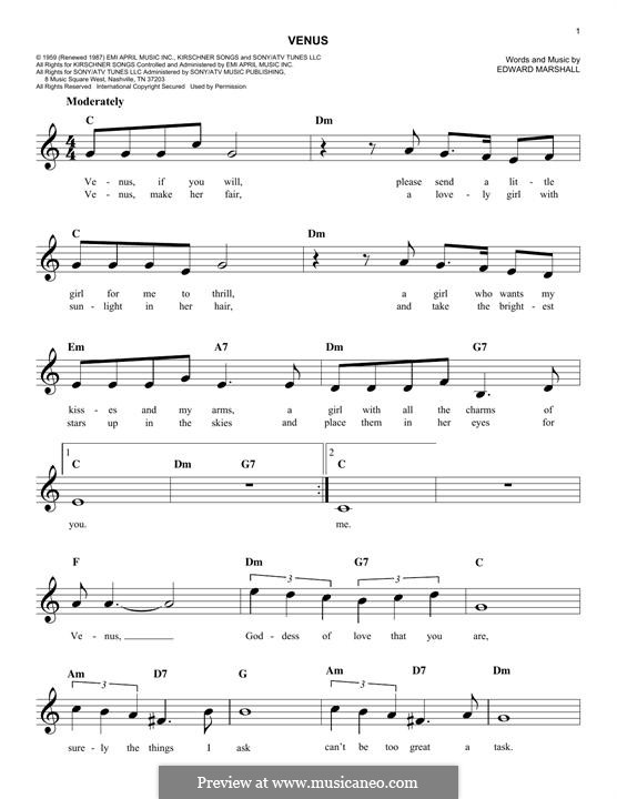Venus (Frankie Avalon): Мелодия by Edward Marshall