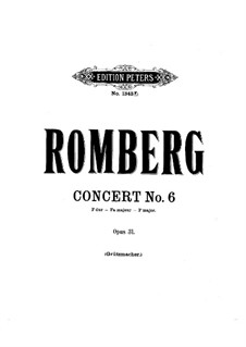 Концерт для виолончели с оркестром No.6 фа мажор, Op.31: Версия для виолончели и фортепиано by Бернхард Ромберг