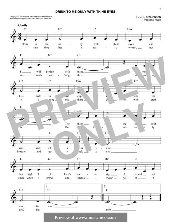 Drink to Me Only with Thine Eyes: Мелодия by folklore