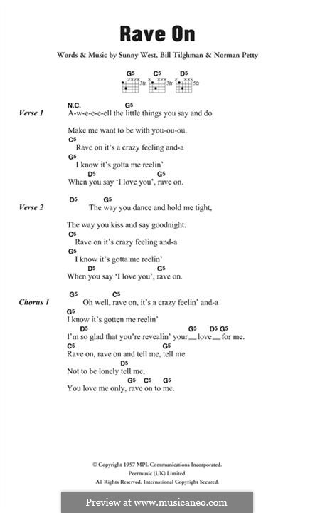 Rave On (Buddy Holly): Мелодия by Bill Tilghman, Norman Petty, Sunny West
