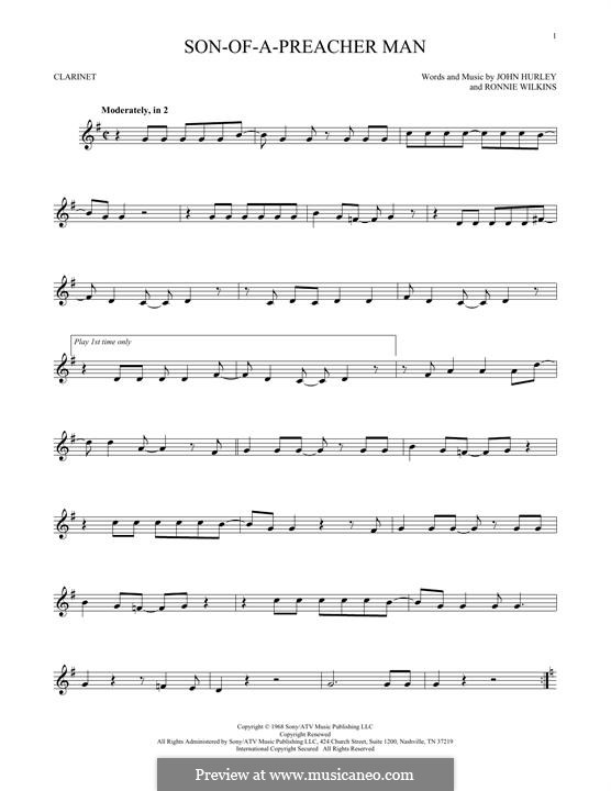 Son of a Preacher Man (Dusty Springfield): Для кларнета by John Hurley, Ronnie Wilkins