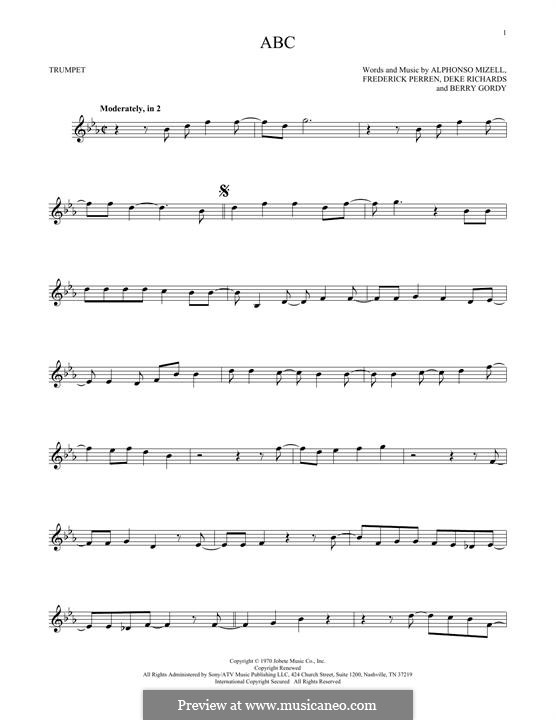 ABC (The Jackson 5): Для трубы by Alphonso Mizell, Berry Gordy, Deke Richards, Freddie Perren