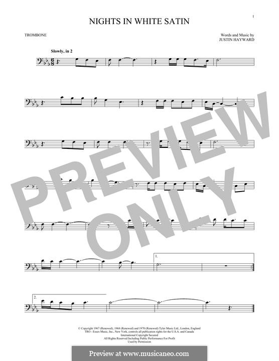 Nights in White Satin (The Moody Blues): For trombone by Justin Hayward