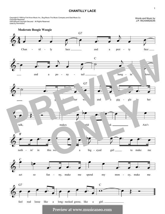 J. Richardson: Chantilly Lace (The Big Bopper) ноты на MusicaNeo