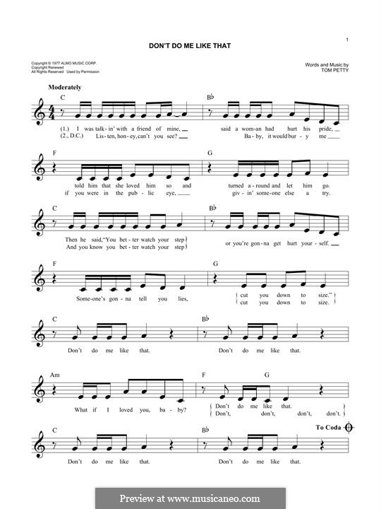 Don't Do Me Like That (Tom Petty and The Heartbreakers): Мелодия by Tom Petty
