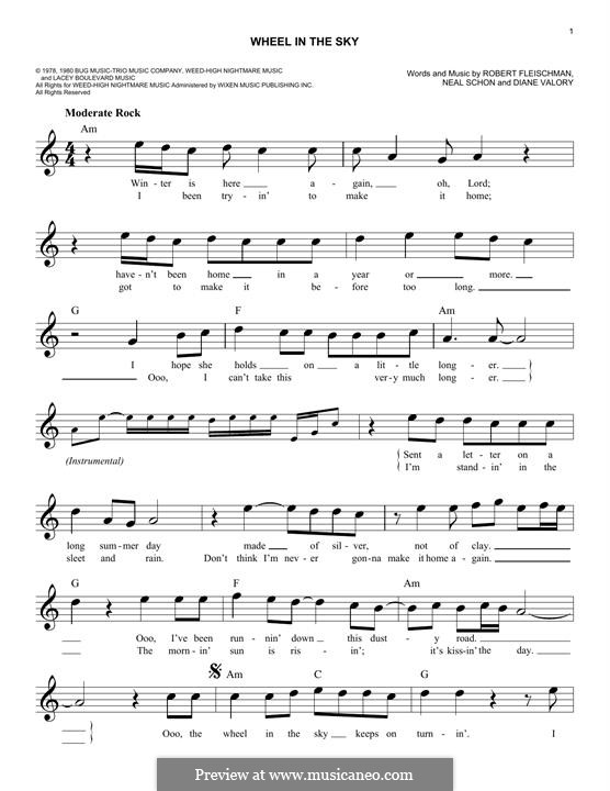Wheel in the Sky (Journey): Мелодия by Diane Valory, Neal Schon, Robert Fleischman