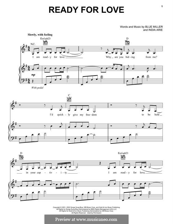 Ready for Love: Для голоса и фортепиано (или гитары) by India Arie, Blue Miller