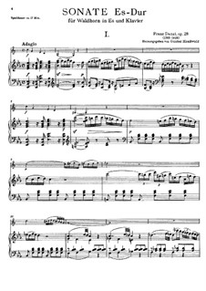 Соната для валторны и фортепиано ми-бемоль мажор, Op.28: Партитура by Франц Игнац Данци