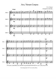 Ave verum corpus, K.618: For glockenspiel quartet/choir by Вольфганг Амадей Моцарт