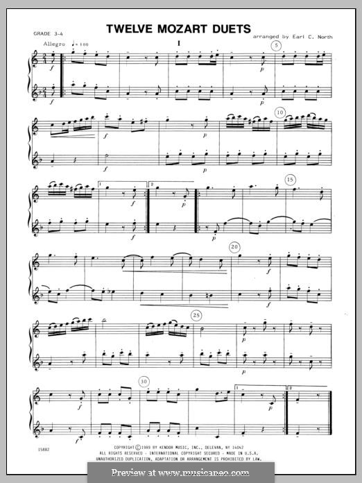 Twelve Mozart Duets: For any instruments by Вольфганг Амадей Моцарт