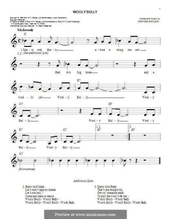 Wooly Bully (Sam the Sham & The Pharaohs): Мелодия by Domingo Samudio