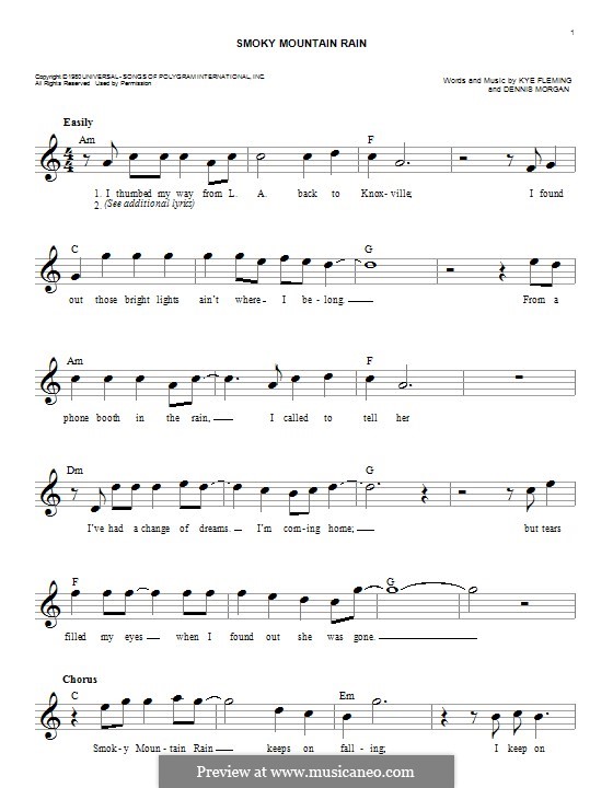 Smoky Mountain Rain (Ronnie Milsap): Мелодия by Dennis Morgan, Kye Fleming