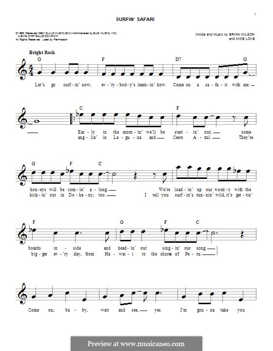 Surfin' Safari (The Beach Boys): Мелодия by Brian Wilson, Mike Love