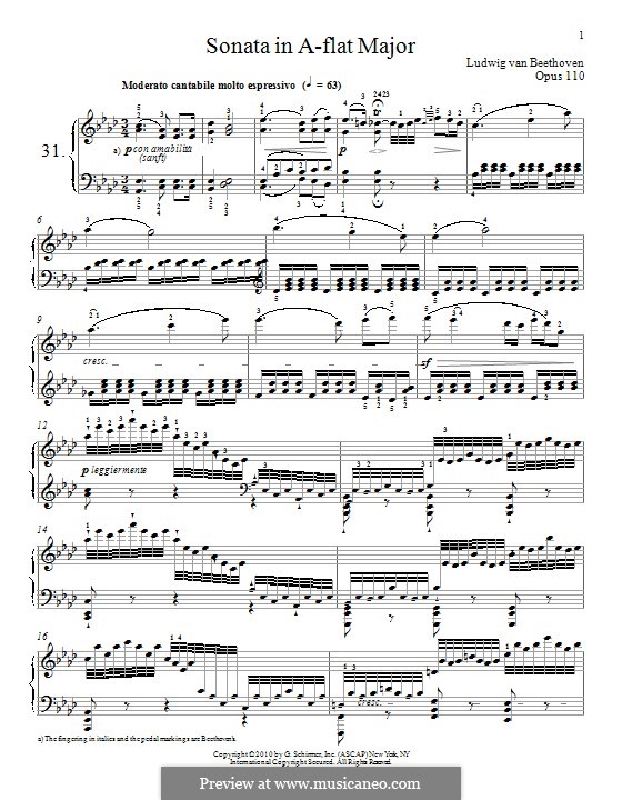 Соната для фортепиано No.31, Op.110: Для одного исполнителя by Людвиг ван Бетховен