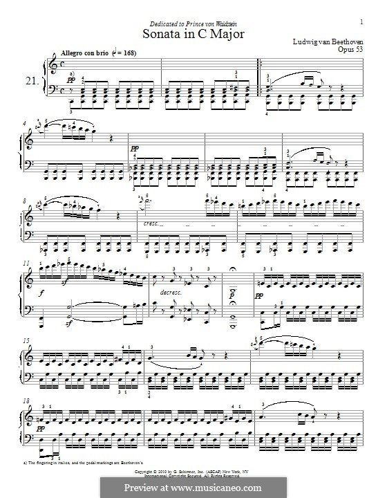 Соната для фортепиано No.21 'Вальдштейновская', Op.53: Для одного исполнителя by Людвиг ван Бетховен