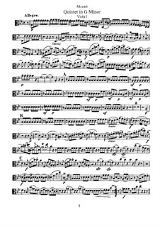 Струнный квинтет No.4 соль минор, K.516: Партия I альта by Вольфганг Амадей Моцарт