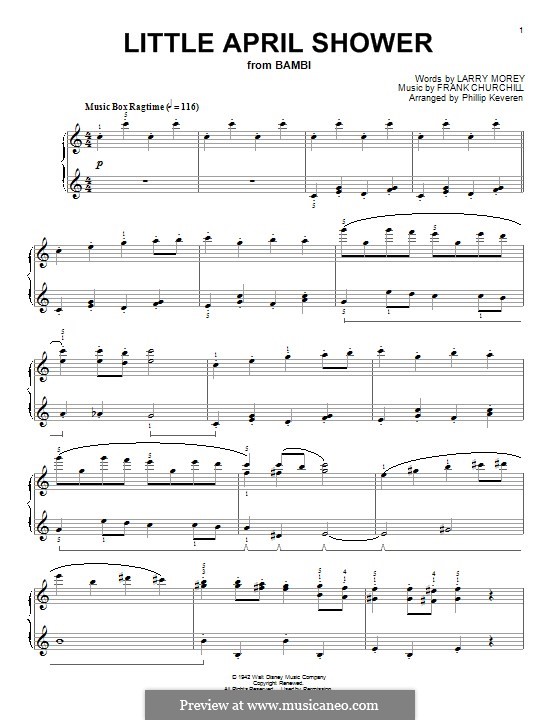 Little April Shower (from Bambi): Для фортепиано by Frank Churchill
