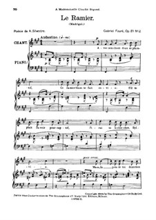 Две песни, Op.87: No.2 Le Ramier, for high voice by Габриэль Форе