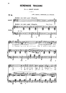 Две песни, Op.3: No.2 Tuscan Serenade, for medium voice by Габриэль Форе