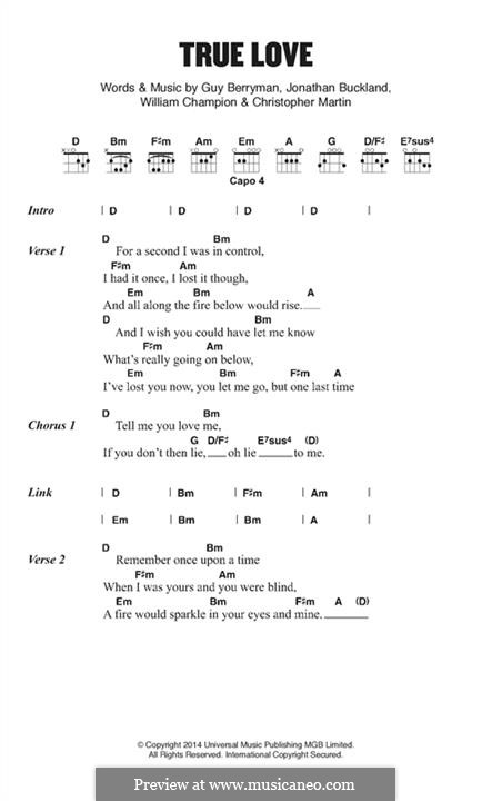 True Love (Coldplay): Текст, аккорды by Chris Martin, Guy Berryman, Jonny Buckland, Will Champion