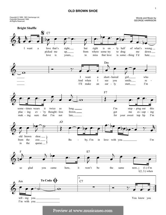 Old Brown Shoe (The Beatles): Мелодия by George Harrison