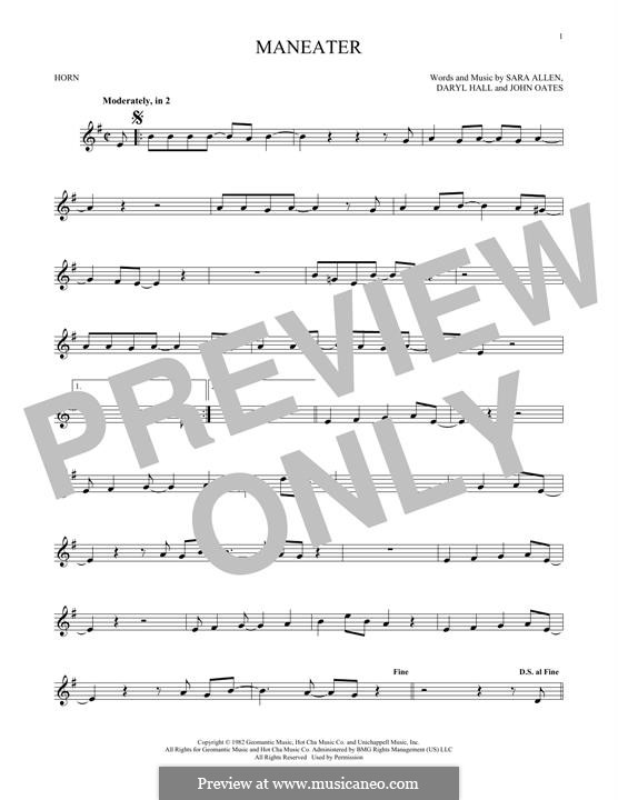 Maneater (Hall & Oates): For horn by Daryl Hall, John Oates, Sara Allen