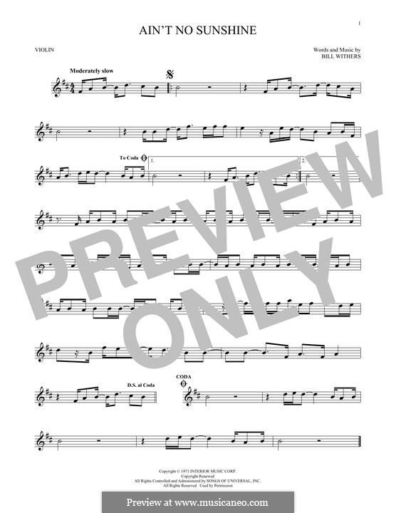 Ain't No Sunshine: Для скрипки by Bill Withers