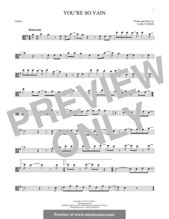You're So Vain: For viola by Carly Simon