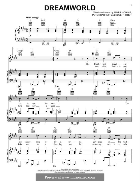 Dreamworld (Midnight Oil): Для голоса и фортепиано (или гитары) by Jim Moginie, Peter Garrett, Robert Hirst