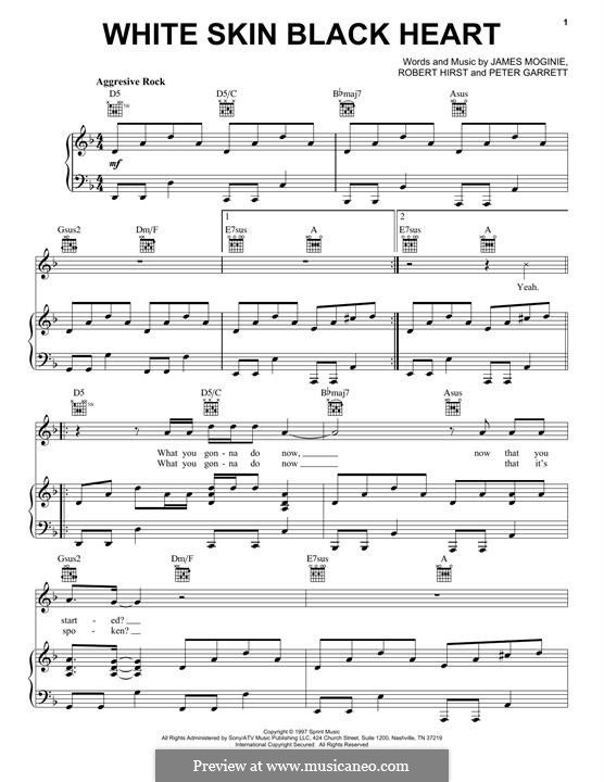 White Skin Black Heart (Midnight Oil): Для голоса и фортепиано (или гитары) by Jim Moginie, Peter Garrett, Robert Hirst
