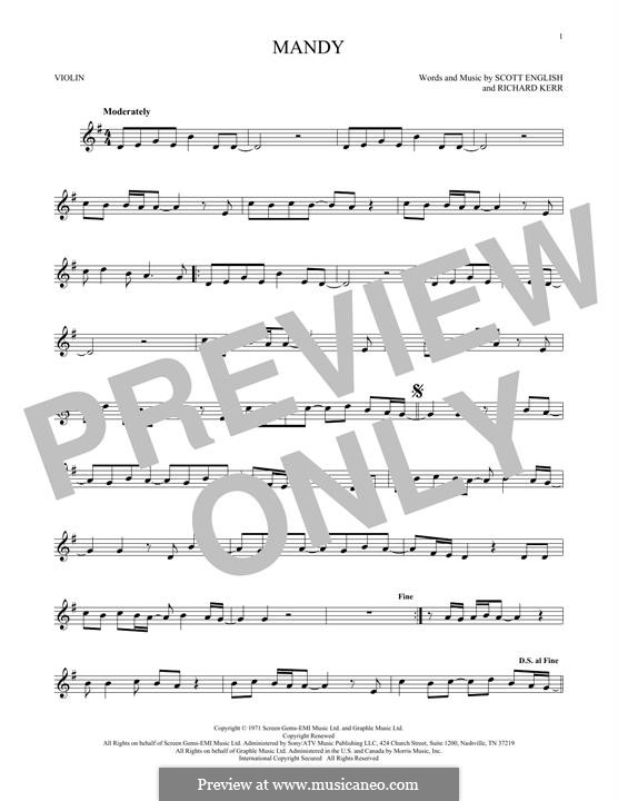 Mandy: Для скрипки by Richard Kerr, Scott English