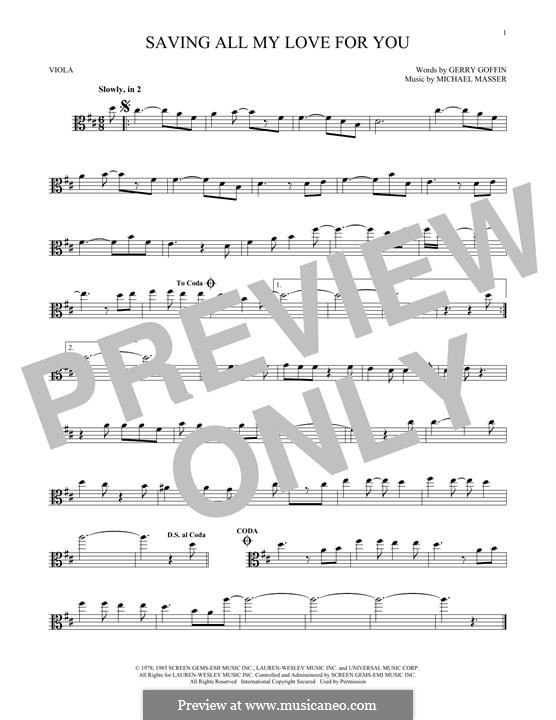 Saving All My Love for You (Whitney Houston): For viola by Gerry Goffin, Michael Masser