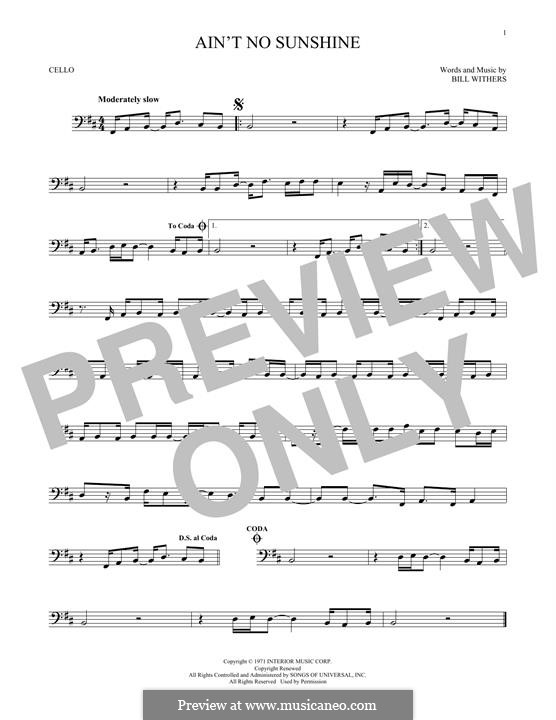Ain't No Sunshine: Для виолончели by Bill Withers
