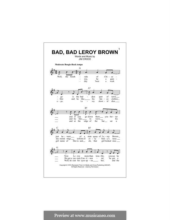 Bad, Bad Leroy Brown: Мелодия by Jim Croce