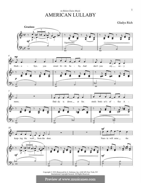 American Lullaby: Для голоса и фортепиано by Gladys Rich
