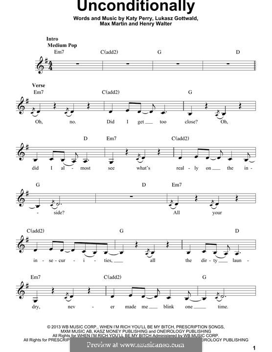 Unconditionally: Мелодия by Katy Perry, Lukas Gottwald, Max Martin, Henry Russell Walter