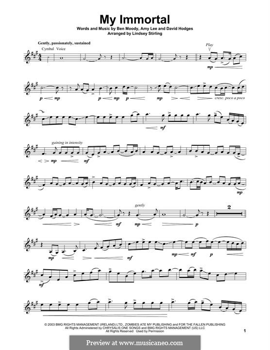 My Immortal (Evanescence): Для скрипки by Amy Lee, Ben Moody, David Hodges