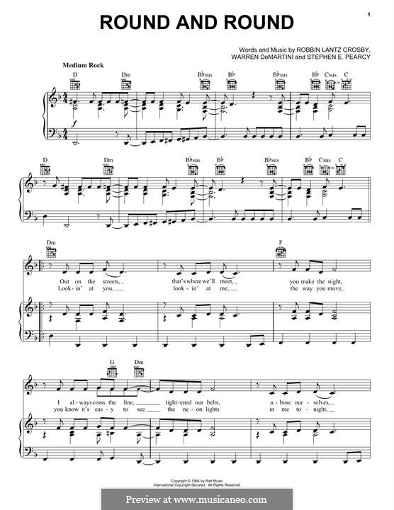 Round and Round (Ratt): Для голоса и фортепиано (или гитары) by Robbin Lantz Crosby, Stephen E. Pearcy, Warren DeMartini