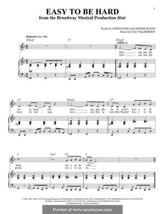 Easy To Be Hard: Для голоса и фортепиано by Galt MacDermot