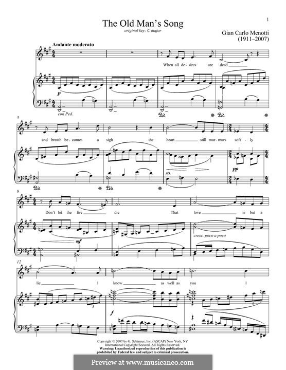 The Old Man's Song: Для голоса и фортепиано by Gian Carlo Menotti