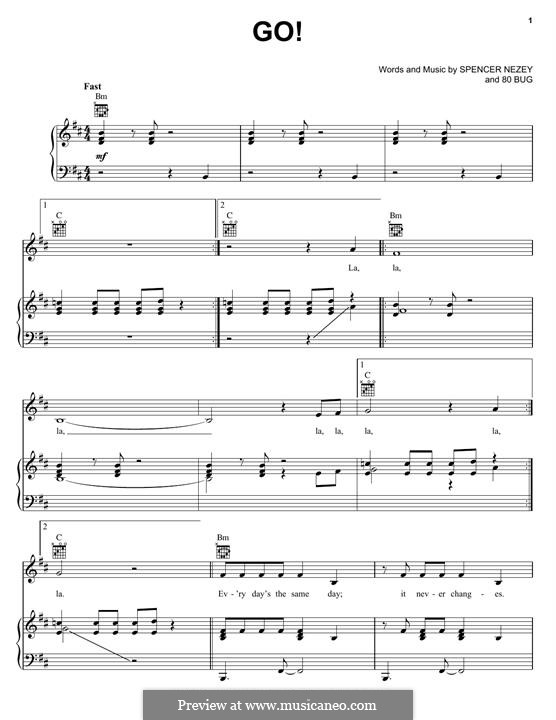 Go! (Jupiter Rising): Для голоса и фортепиано (или гитары) by Spencer Nezey