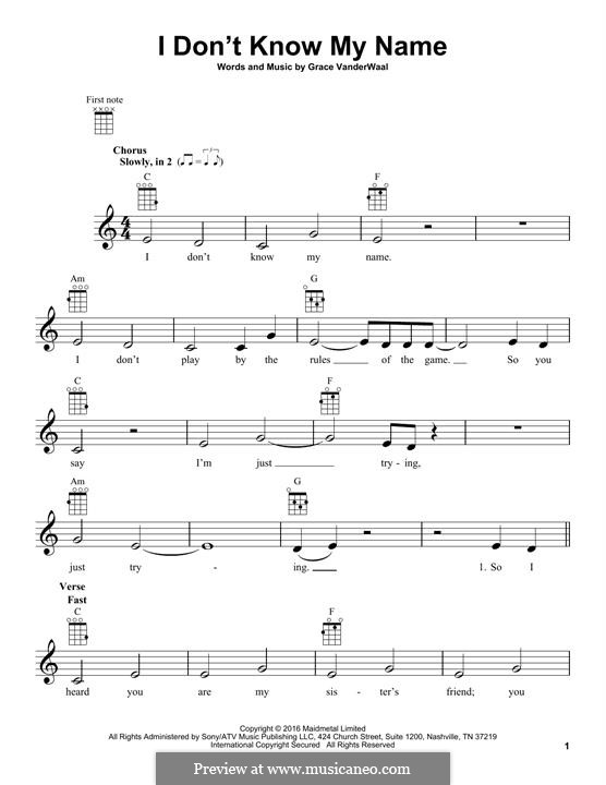 I don't know My Name: Для укулеле by Grace VanderWaal.